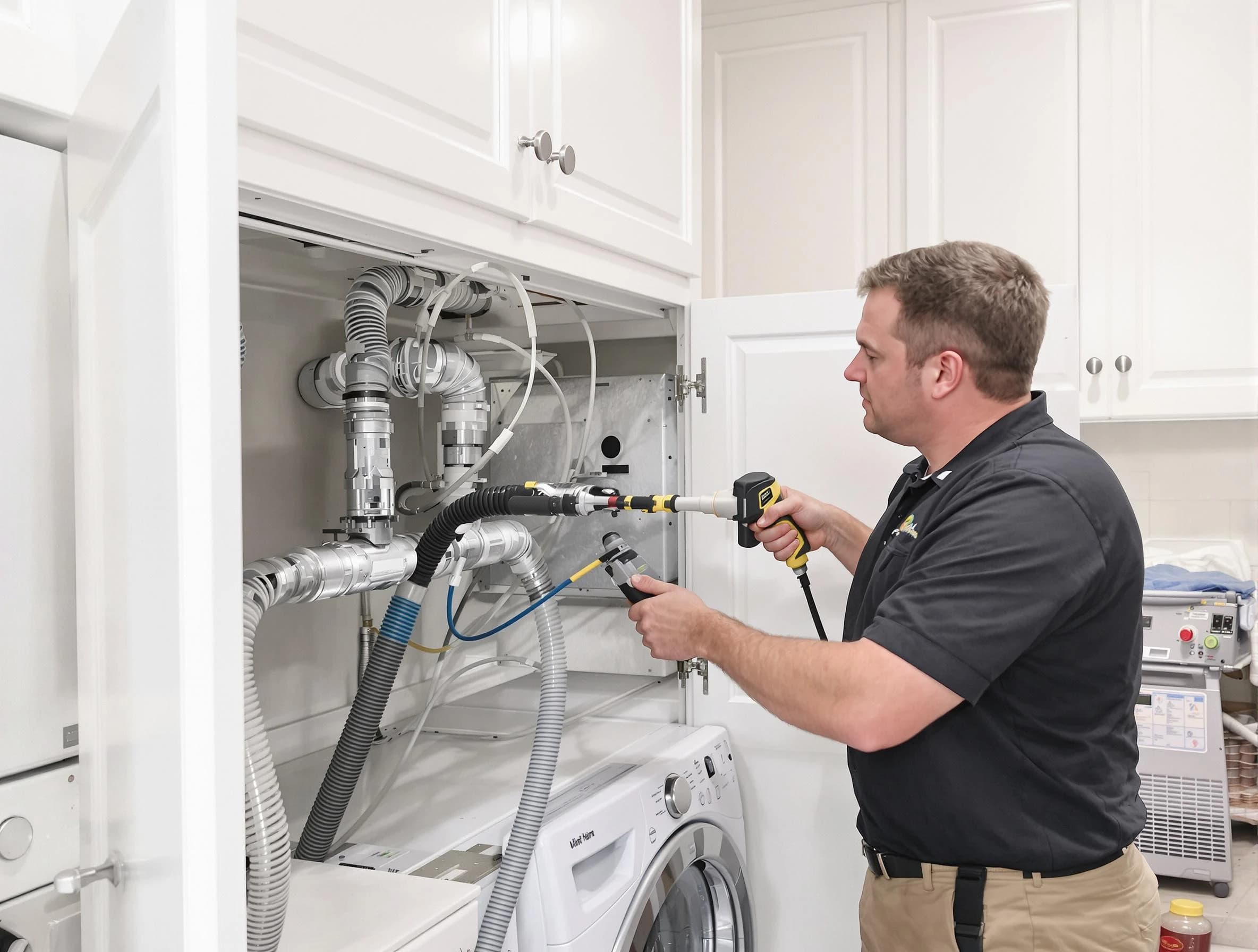 Laurel Dryer Vent Cleaning professional removing severe blockage from a clogged dryer vent in Laurel