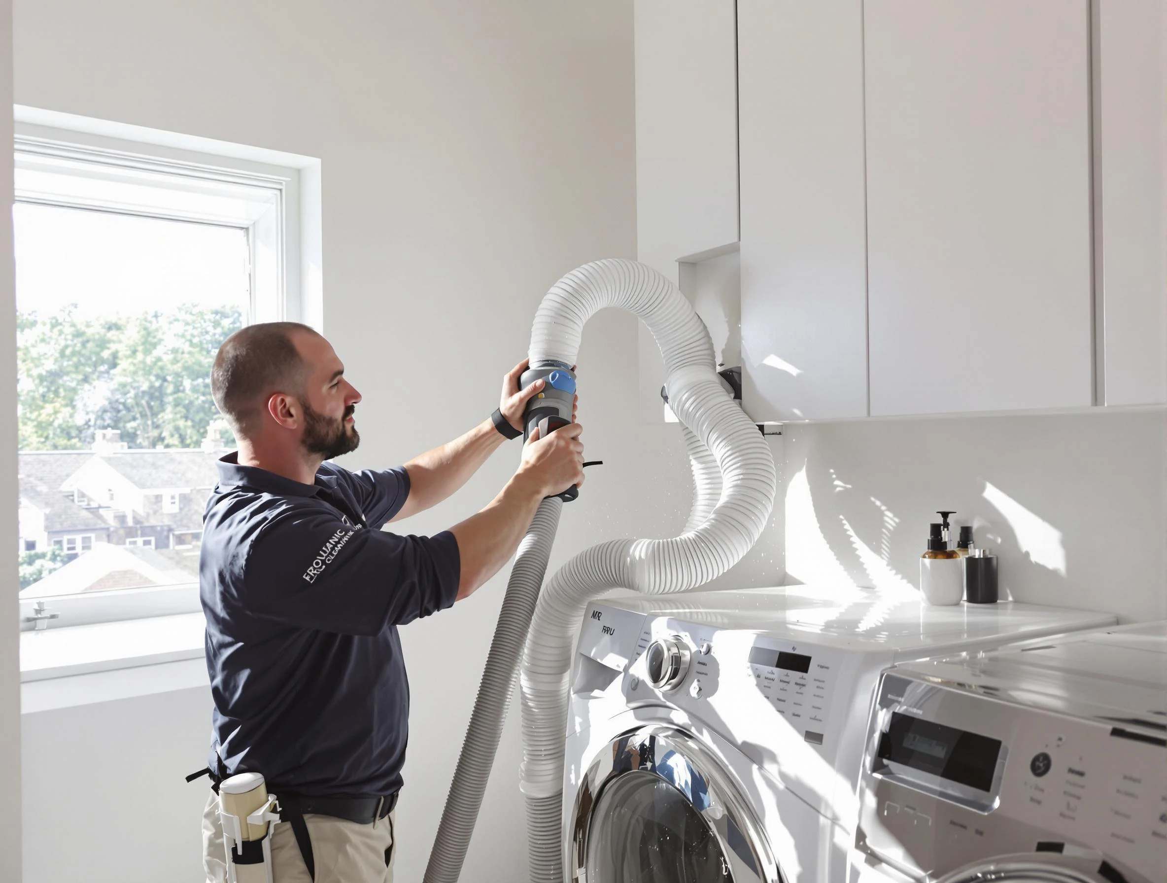 Certified Laurel Dryer Vent Cleaning technician performing dryer vent cleaning in Laurel